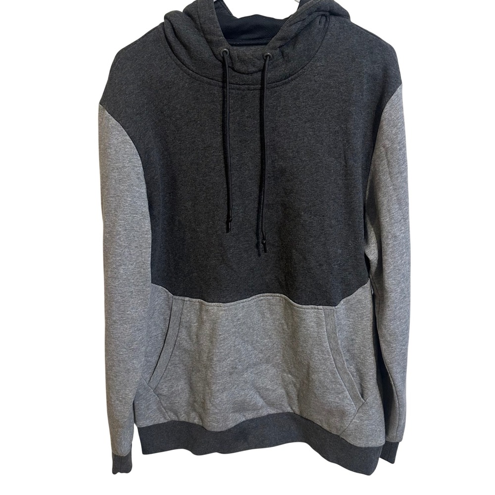 Russell Athletic Hoodie‎ Mens Medium Grey Colorblock Premium Fleece Pullover